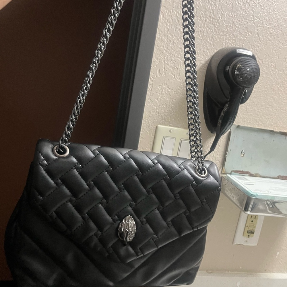 Kurt Geiger Black Quilted Shoulder Bag with Chain
